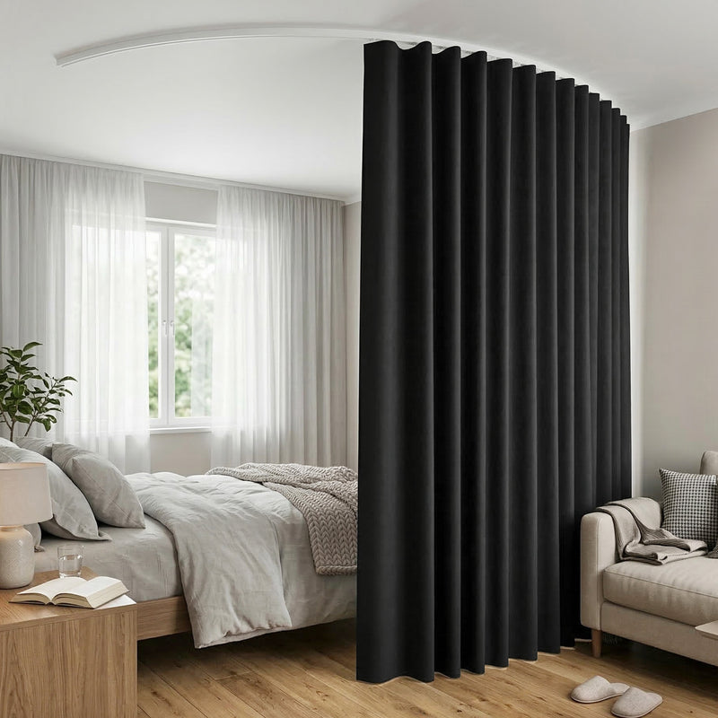 Artiss Ceiling Mounted Curtain Track Room Divider Black