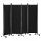 Artiss 4 Panel Room Divider Screen 217cm Wheels Black Fabric