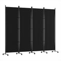 Artiss 4 Panel Room Divider Screen 217cm Wheels Black Fabric