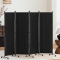 Artiss 4 Panel Room Divider Screen 217cm Wheels Black Fabric