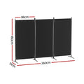 Artiss 3 Panel Room Divider Screen 260x180cm Black Fabric