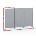 Artiss 3 Panel Room Divider Screen 260x180cm Grey Fabric