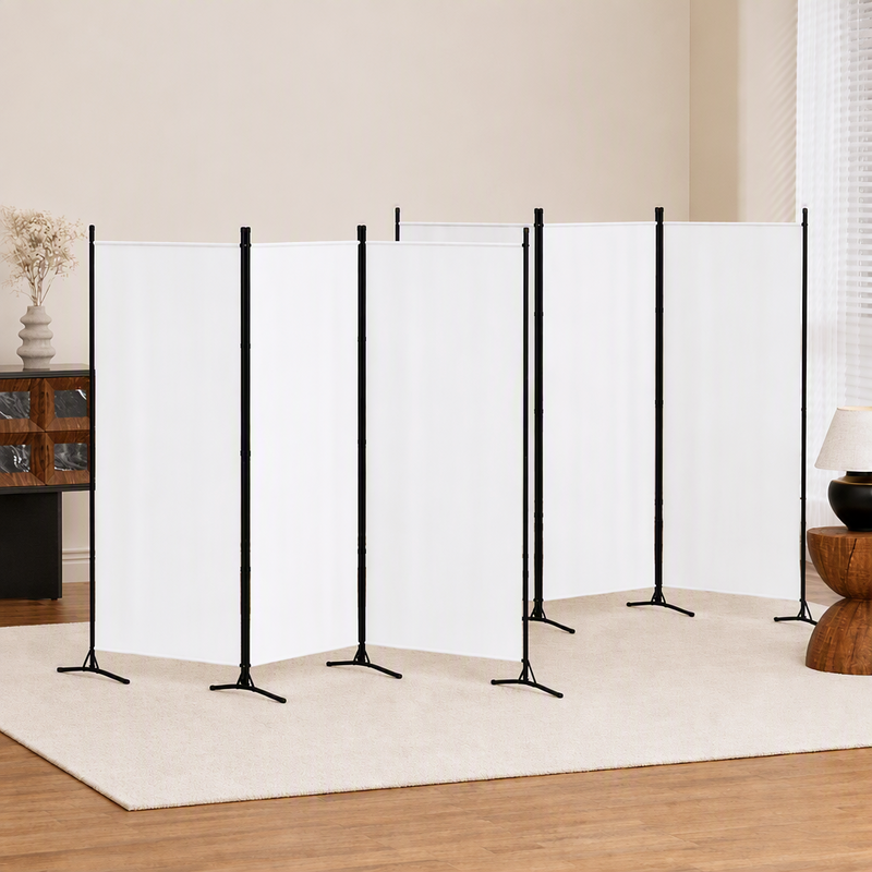 Artiss 3 Panel Room Divider Set of 2 Folding Privacy Screen Fabric Room Separator Partition White