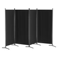 Artiss 4 Panel Room Divider Screen 345x180cm Black Fabric