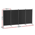 Artiss 4 Panel Room Divider Screen 345x180cm Black Fabric