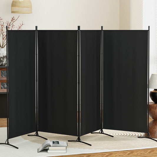 Artiss 4 Panel Room Divider Screen 345x180cm Black Fabric