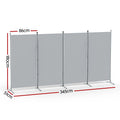 Artiss 4 Panel Room Divider Screen 345x180cm Grey Fabric