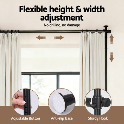 Artiss Room Divider Curtain Rod Extendable Black