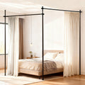 Artiss Extendable Curtain Rod Room Divider Black 79-132cm