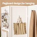 Artiss 4 Panel Room Divider 164x170cm Pegboard White