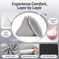 Giselle Bedding Back Pillow for Sitting in Bed, No-Collapse 25D High-Density Base, Ergonomic Lumbar Support Pillow for Gaming, Nursing & Floor Tatami, 90% Shredded Sponge Cushion with Washable Velvet Cover