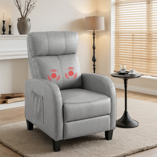 Artiss Massage Recliner Chair Small Grey Fabric Sofa Adults