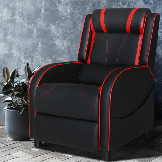Artiss Gaming Recliner Chair Leather Black