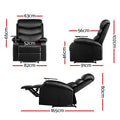 Artiss Leather Recliner Chair Black with Tray Table Erika
