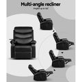 Artiss Leather Recliner Chair Black with Tray Table Erika