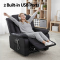 Artiss Manual Massage Recliner Chair for Living Room, Leather Sofa Lounge Reclining Chair with 2 USB Port, 160° Recline Reading Chair with 20CM Wide Armrests, 8 Point Vibration & Lumbar Heat, Black