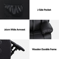 Artiss Manual Massage Recliner Chair for Living Room, Leather Sofa Lounge Reclining Chair with 2 USB Port, 160° Recline Reading Chair with 20CM Wide Armrests, 8 Point Vibration & Lumbar Heat, Black