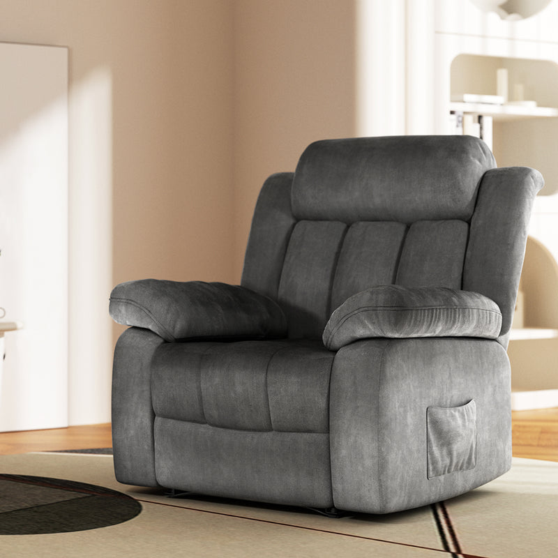 Artiss Electric Massage Recliner Chair Heated Velvet Grey