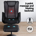 Artiss Heated Massage Recliner Chair Ottoman Black
