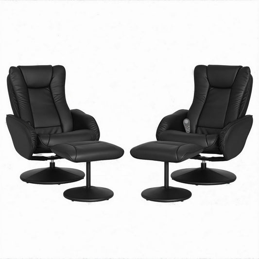 Artiss Heated Massage Recliner Chair Ottoman Black 2PC
