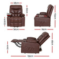 Artiss Lift Assist Heated Massage Recliner Chair Leather