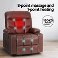 Artiss Lift Assist Heated Massage Recliner Chair Leather