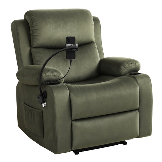 Artiss Heated Massage Recliner Chair Velvet Phone Holder