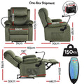 Artiss Heated Massage Recliner Chair Velvet Phone Holder