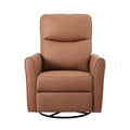 Artiss Swivel Recliner Chair PU Leather Rocking Reclining Sofa with Charging Ports LED Brown