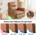 Artiss Swivel Recliner Chair PU Leather Rocking Reclining Sofa with Charging Ports LED Brown