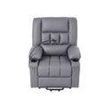 Artiss Power Lift Recliner Chair with Massage and Heat for Elderly, Electric Sofa Reclining Chair with USB and Phone Holder, PU Leather Comfy Armchair for Living Room, 2 Cup Holder & 4 Pockets, Grey