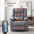 Artiss Power Lift Recliner Chair with Massage and Heat for Elderly, Electric Sofa Reclining Chair with USB and Phone Holder, PU Leather Comfy Armchair for Living Room, 2 Cup Holder & 4 Pockets, Grey