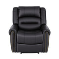 Artiss Leather Manual Recliner Chair with USB Charge Port, Overstuffed Armchair Sofa for Living Room and Nursery, Asjustable Theater Reclining Lounge with Comfortable Wide Seat, 150kg Capacity, Black