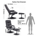Artiss Recliner with Ottoman 360-Degree Swivel Recliner Chair and Ottoman Set PU Leather Black