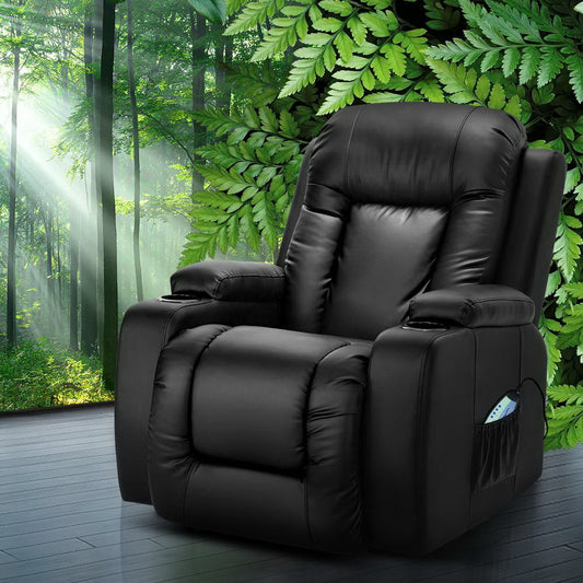 Artiss Electric Heated Massage Recliner Chair Faux Leather