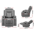 Artiss Electric Massage Recliner Chair Heated Fabric Grey Lounge