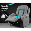 Artiss Electric Massage Recliner Chair Heated Fabric Grey Lounge