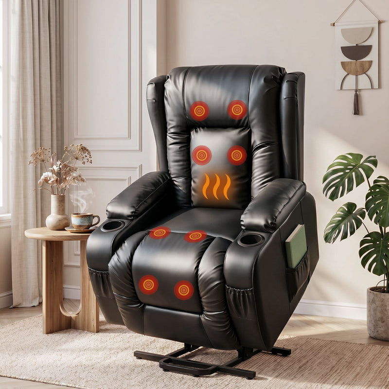 Artiss Recliner Lift Assist Heated Massage Chair Leather