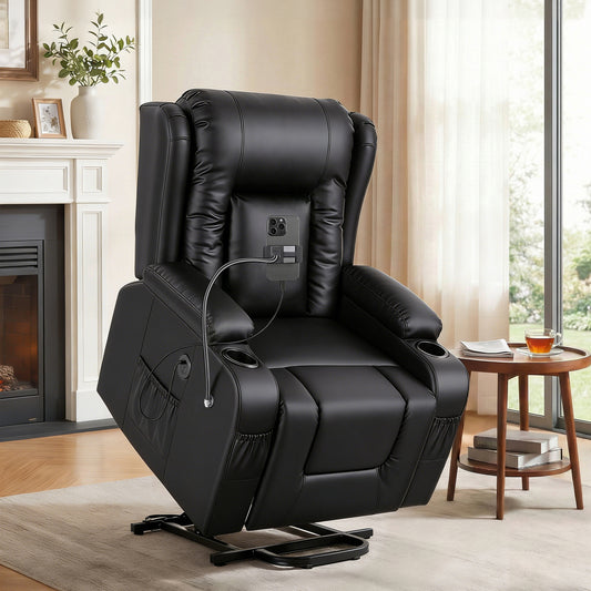 Artiss Electric Power Lift Recliner Chair Massage Heat USB Black