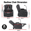 Artiss Power Lift Recliner Chair with Massage and Heat for Elderly, Electric Sofa Reclining Chair with USB and Phone Holder, PU Leather Comfy Armchair for Living Room, 2 Cup Holder & 4 Pockets, Black