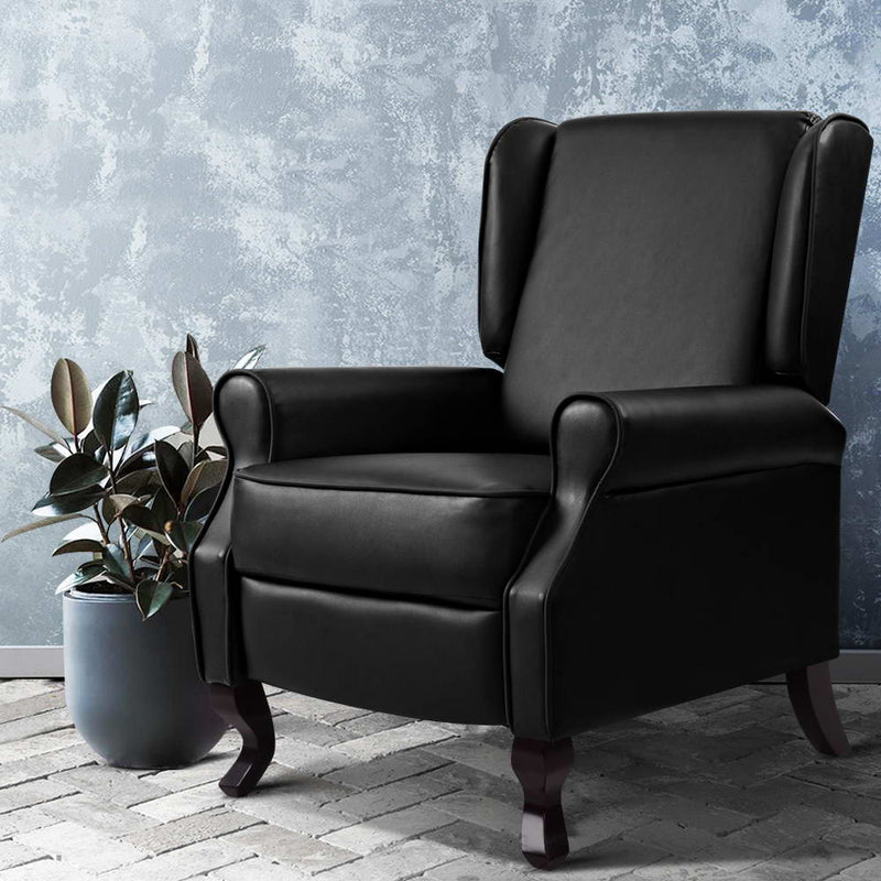 Artiss Recliner Armchair Black Faux Leather