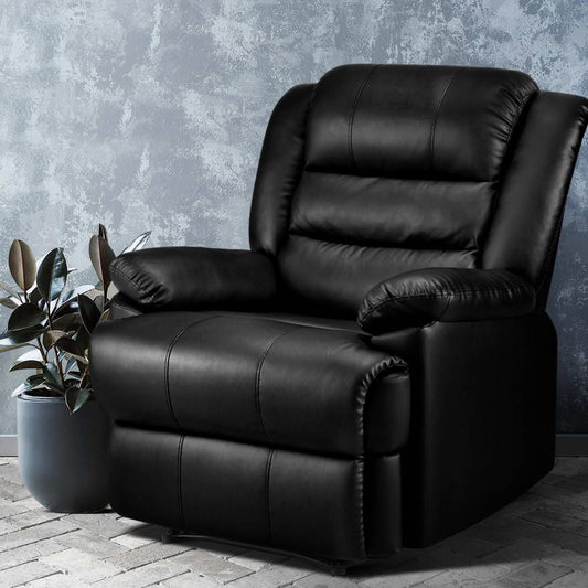 Artiss Recliner Chair Black Leather Cissy