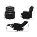 Artiss Recliner Chair Black Leather Cissy