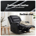 Artiss Manual Recliner Chair Leather 16 Colour LED Black