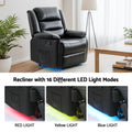 Artiss Manual Recliner Chair Leather 16 Colour LED Black