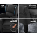 Artiss Recliner Chair Suede Armchair Adjustable Lounge Charcoal