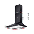 Devanti 600mm Range Hood 60cm Black Stainless Steel