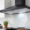 Devanti 900mm Range Hood 90cm Black Stainless Steel Cooker