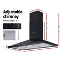 Devanti 900mm Range Hood 90cm Black Stainless Steel Cooker