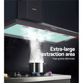 Devanti 900mm Range Hood 90cm Black Stainless Steel Cooker